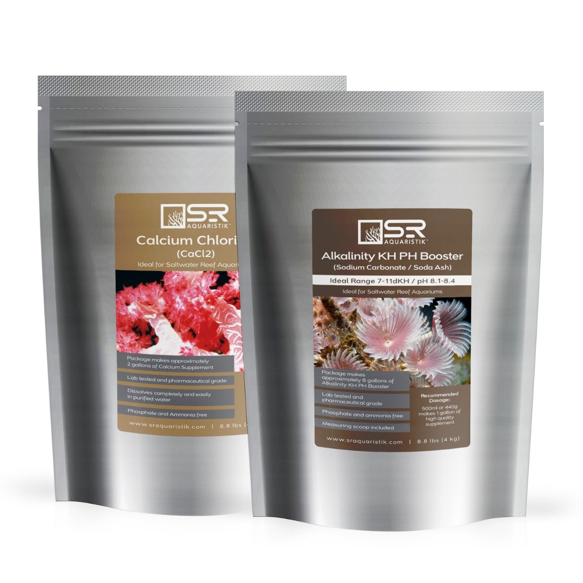 SR Aquaristik 2 Part Dry Concentrated Supplement Kit - Alkalinity KH/pH Booster & Calcium Chloride