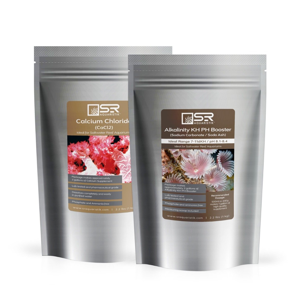 SR Aquaristik 2 Part Dry Concentrated Supplement Kit - Alkalinity KH/pH Booster & Calcium Chloride