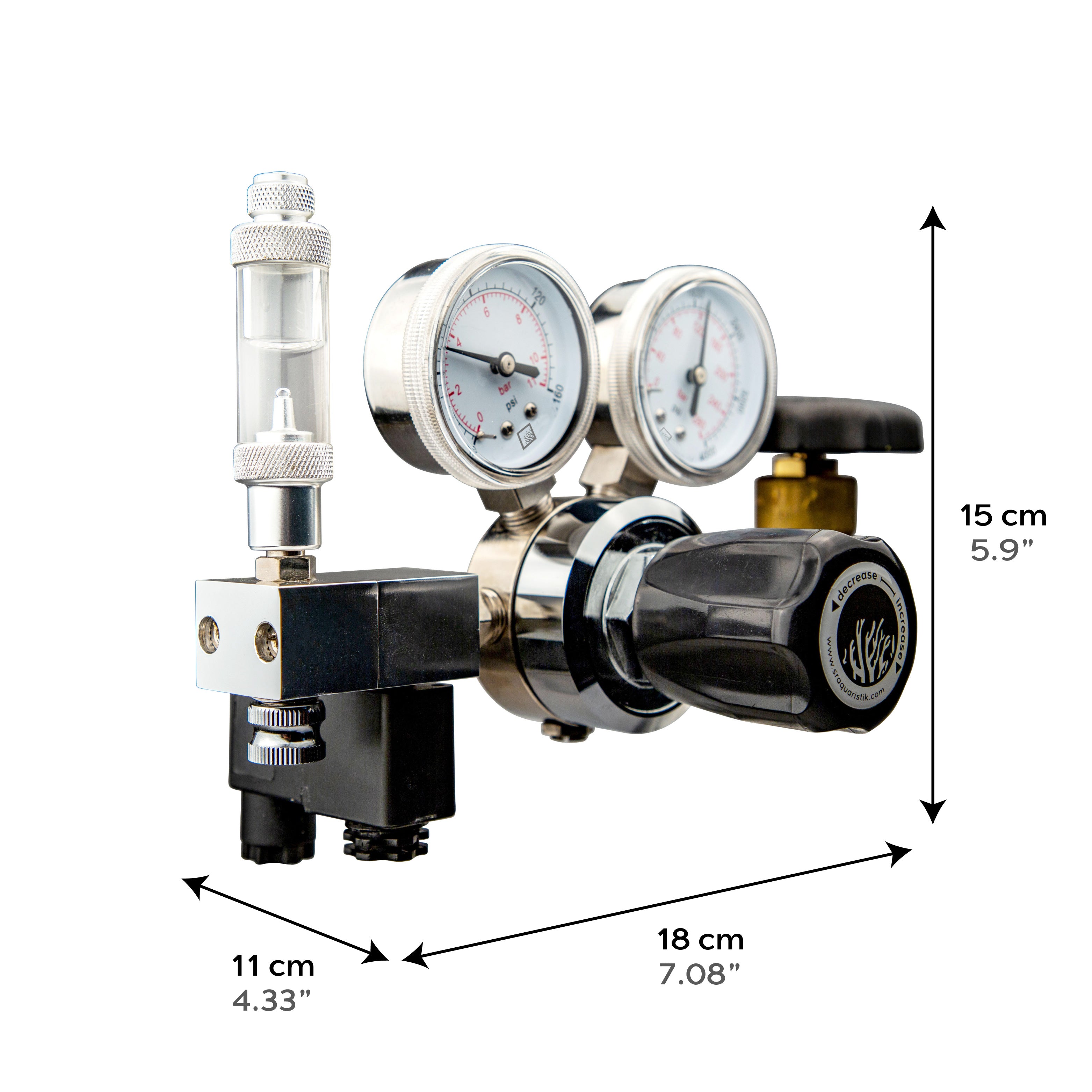SR Aquaristik Single Stage CO2 Regulator Kit with Bubble Counter and Solenoid Valve