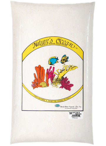 World Wide Imports Nature's Ocean Premium Marine Aragonite - Natural White Sand and gravel substrate, ideal for reef aquariums.