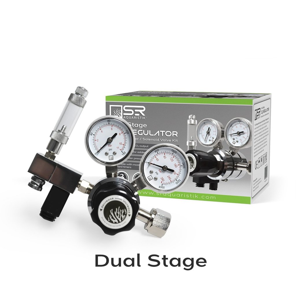 SR Aquaristik  Dual Stage CO2 Regulator Kit with Bubble Counter and Solenoid Valve